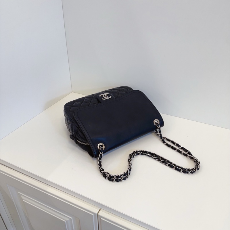 【98新🆕】Chanel  黑銀CF大方胖子 翻蓋鏈條包-5