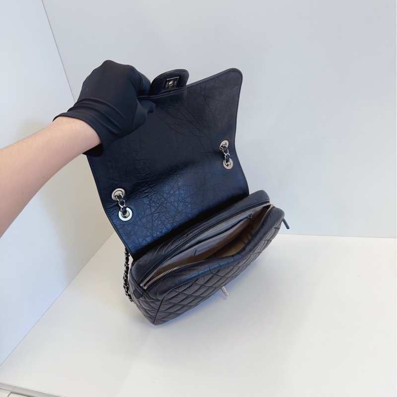 【98新🆕】Chanel  黑銀CF大方胖子 翻蓋鏈條包-7