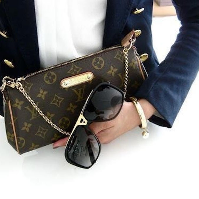 LV M95567 EVA 原花金牌金鍊手提包/肩背包/斜背包/晚宴包/腋下包 /麻將包-7