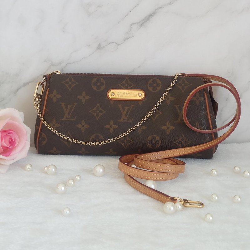 LV M95567 EVA 原花金牌金鍊手提包/肩背包/斜背包/晚宴包/腋下包 /麻將包-11