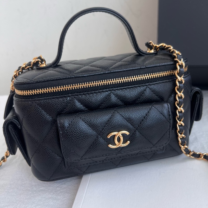 ෆ Chanel cargo黑金荔枝手提化妝盒🈶購證-10