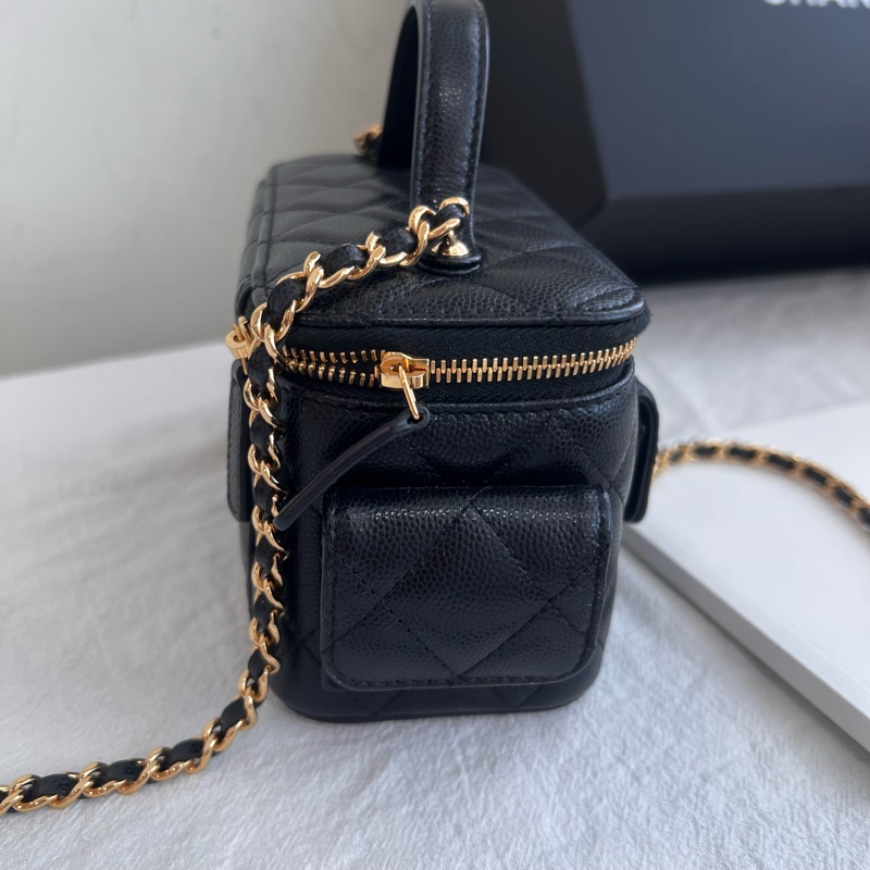 ෆ Chanel cargo黑金荔枝手提化妝盒🈶購證-17