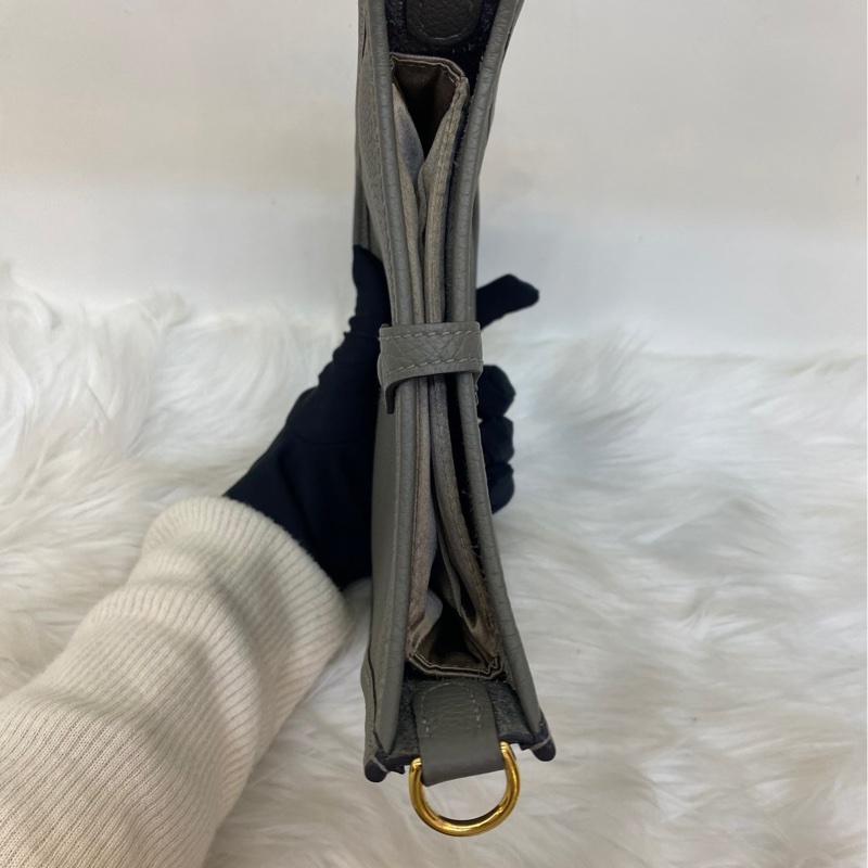 HERMES愛馬仕 mini 伊芙琳積雨雲灰金扣，肩帶 閒置99新 現貨好價-2