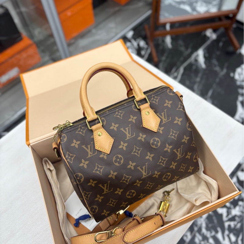 【💕大全套帶票有鎖具】 LV 老花speedy25肩帶款 手提包-0