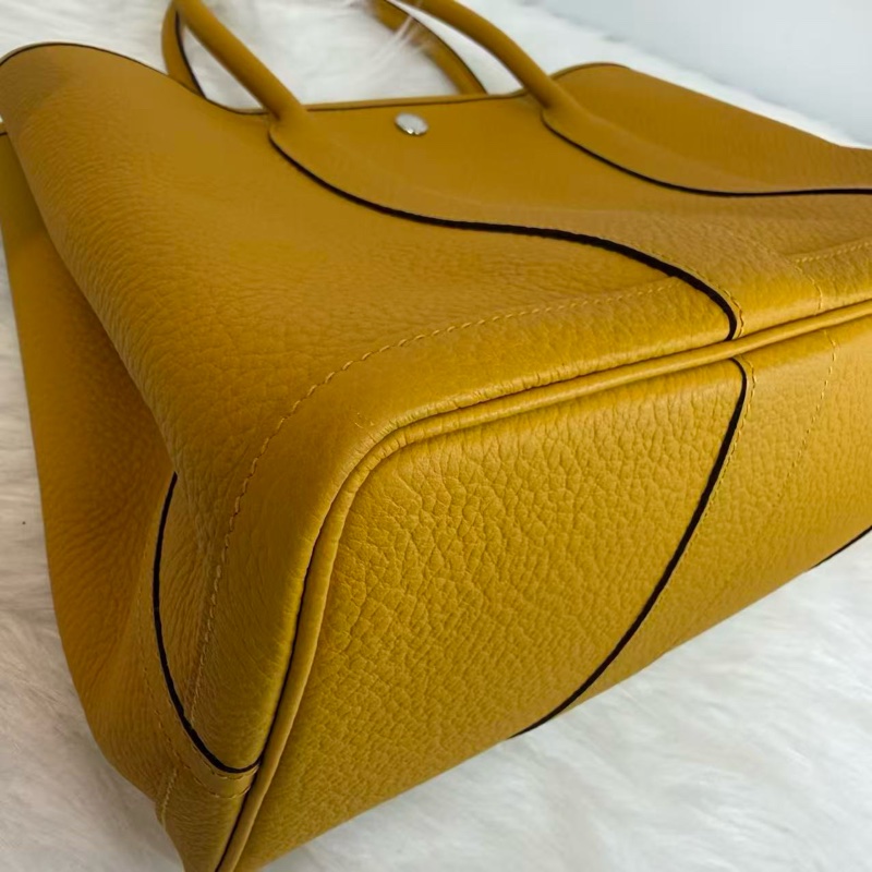 閒置新 Hermes愛馬仕Garden Party36花園包36 9D琥珀黃 銀扣 經典托特購物袋 熱門款手提單肩包-2