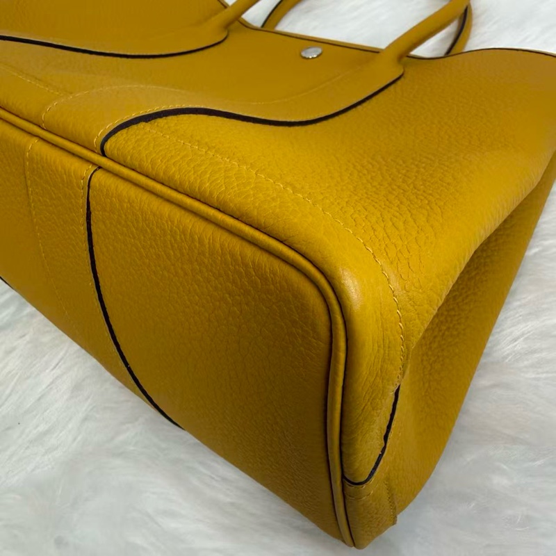 閒置新 Hermes愛馬仕Garden Party36花園包36 9D琥珀黃 銀扣 經典托特購物袋 熱門款手提單肩包-3