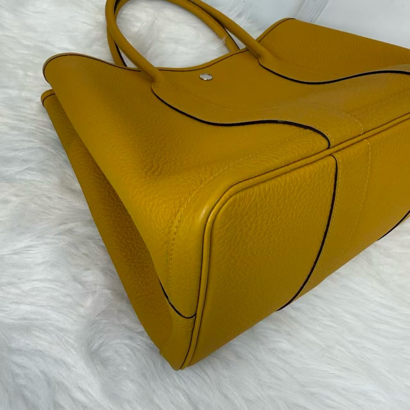 閒置新 Hermes愛馬仕Garden Party36花園包36 9D琥珀黃 銀扣 經典托特購物袋 熱門款手提單肩包-4