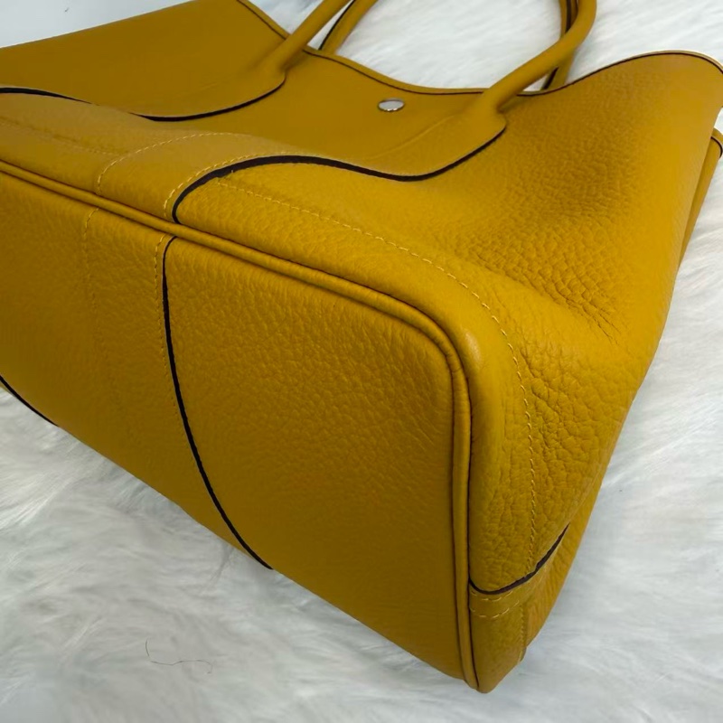 閒置新 Hermes愛馬仕Garden Party36花園包36 9D琥珀黃 銀扣 經典托特購物袋 熱門款手提單肩包-6