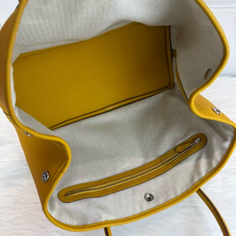 閒置新 Hermes愛馬仕Garden Party36花園包36 9D琥珀黃 銀扣 經典托特購物袋 熱門款手提單肩包-7
