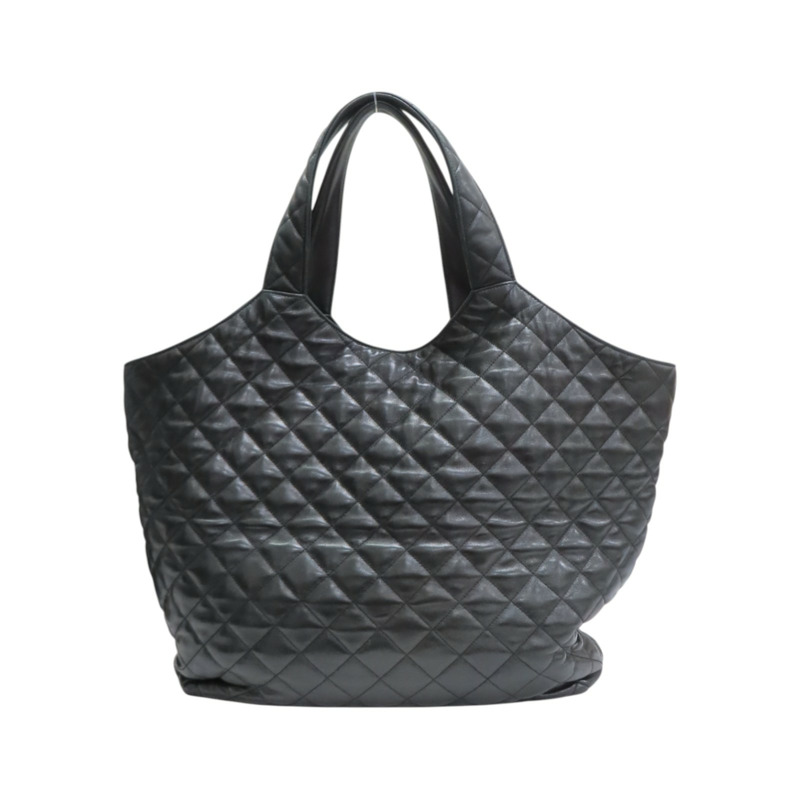 黑色 羊皮 菱格紋 Icare Maxi Shopping 手提包【SAINT LAURENT YSL 聖羅蘭】 698651-1