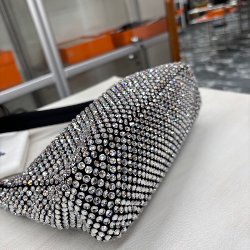 【99新】 Prada Crystal Re-edition黑色釘珠Hobo 單肩包-6