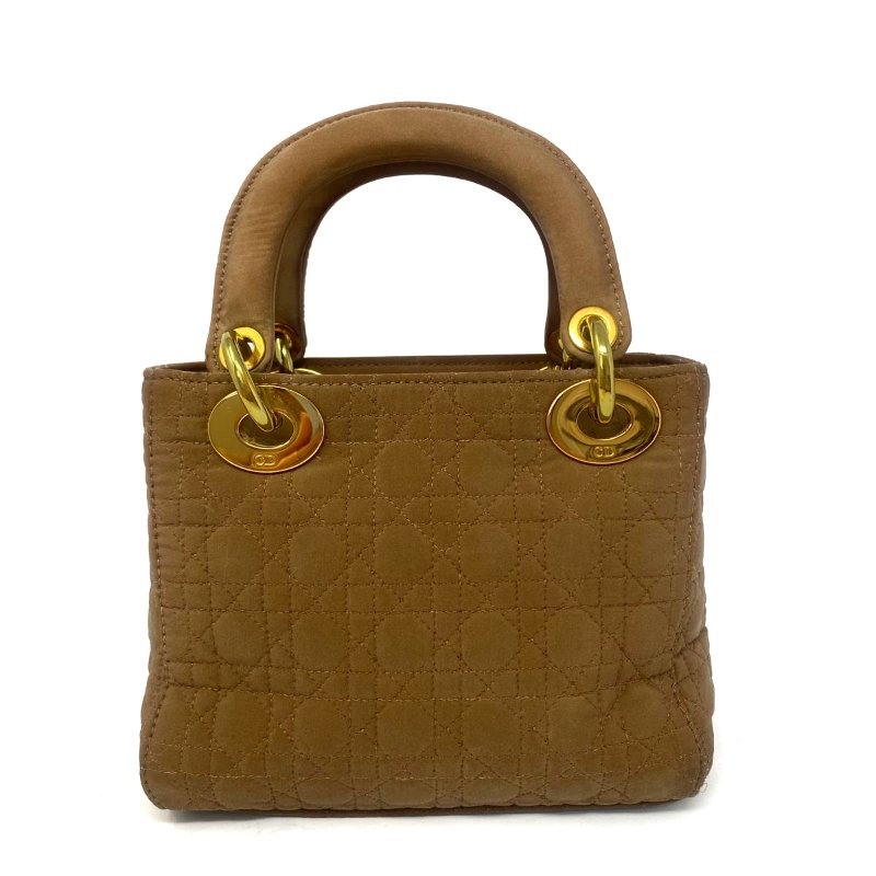 迪奧 Dior Mini Lady Dior 米色 帆布 三格 黛妃包 戴妃包 迷你 手挽肩背兩用袋 手提包 斜背包 金扣 GHW-2