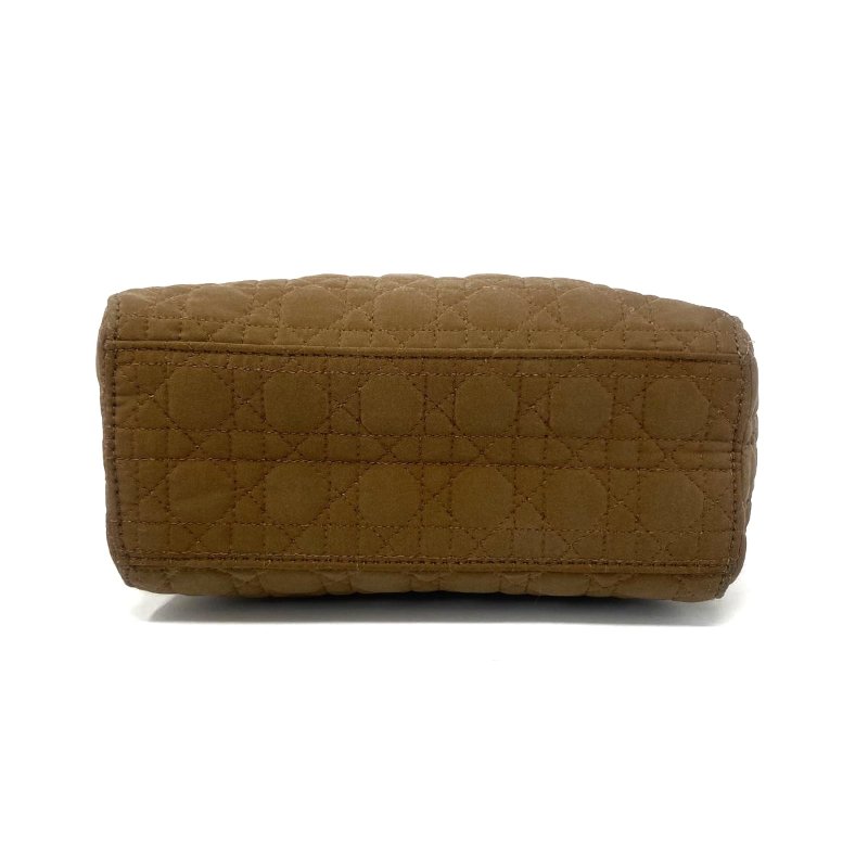 迪奧 Dior Mini Lady Dior 米色 帆布 三格 黛妃包 戴妃包 迷你 手挽肩背兩用袋 手提包 斜背包 金扣 GHW-3