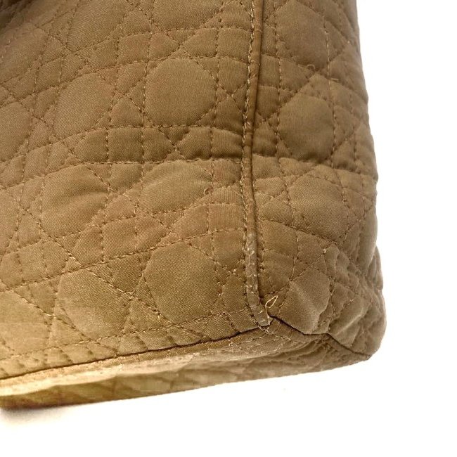 迪奧 Dior Mini Lady Dior 米色 帆布 三格 黛妃包 戴妃包 迷你 手挽肩背兩用袋 手提包 斜背包 金扣 GHW-8