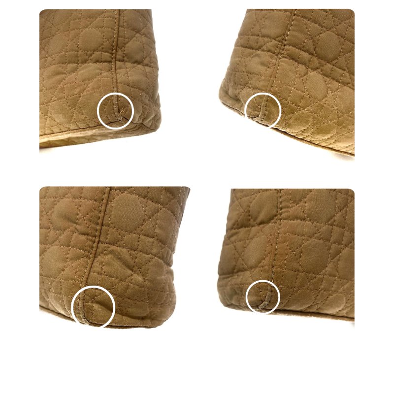 迪奧 Dior Mini Lady Dior 米色 帆布 三格 黛妃包 戴妃包 迷你 手挽肩背兩用袋 手提包 斜背包 金扣 GHW-12