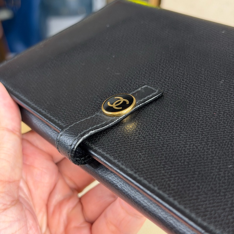 上架中🔑Chanel 黑皮革雙C釦發財長夾-4