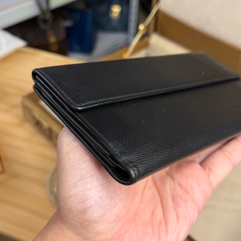 上架中🔑Chanel 黑皮革雙C釦發財長夾-8