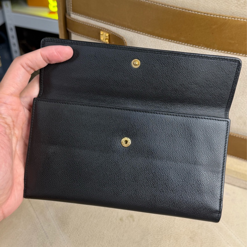 上架中🔑Chanel 黑皮革雙C釦發財長夾-12