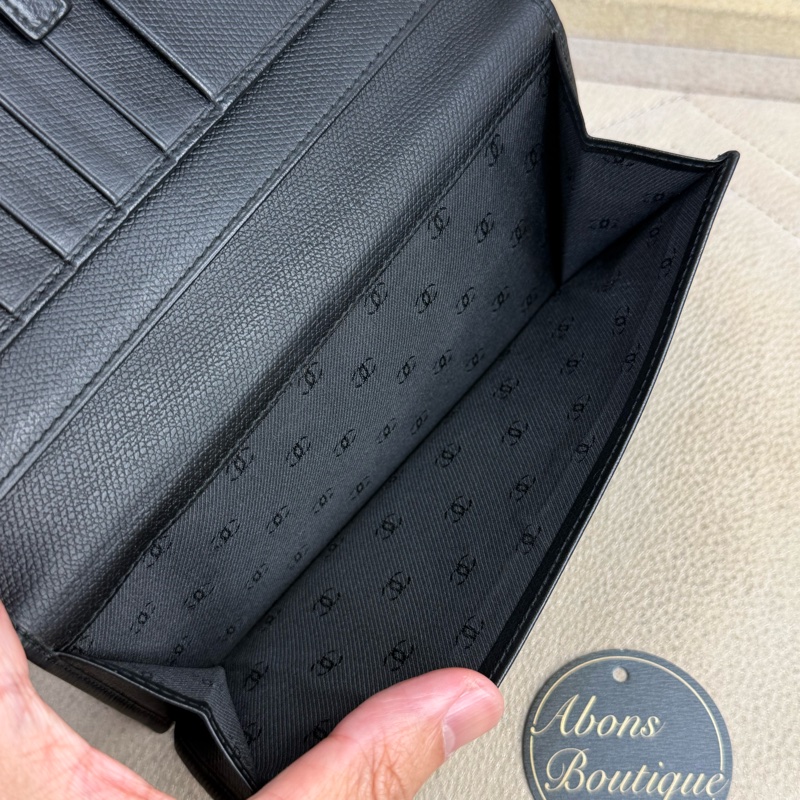 上架中🔑Chanel 黑皮革雙C釦發財長夾-15