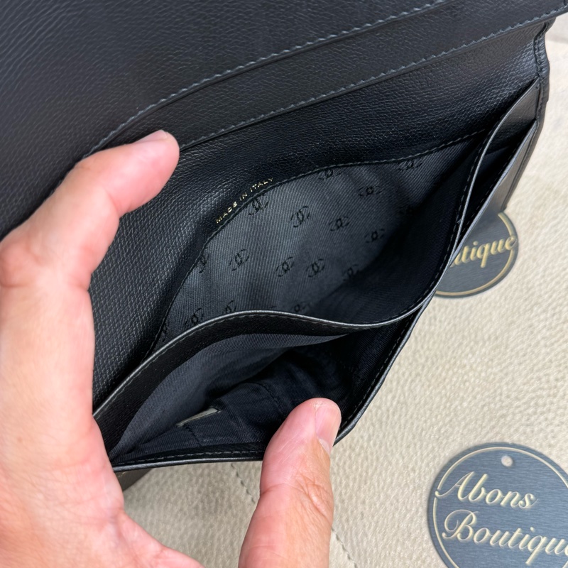 上架中🔑Chanel 黑皮革雙C釦發財長夾-18