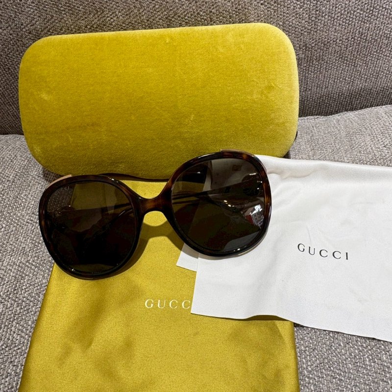 GUCCI 玳瑁藍紅紋墨鏡-9