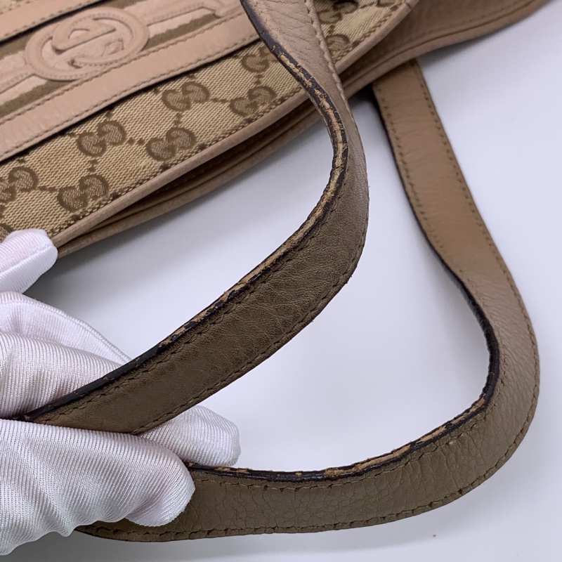 6新 gucci 古馳帆布袋，挺實用的尺寸，帆布易磨損 四角有磨損-5