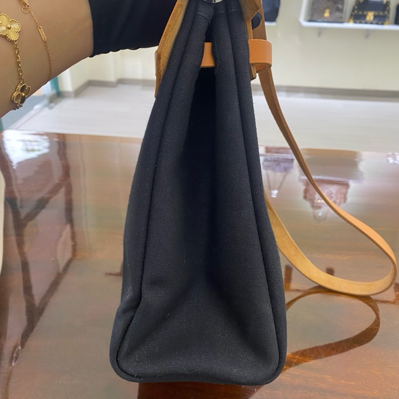 愛馬仕hermes herbag31黑白棕三色單肩包 斜挎包。-5