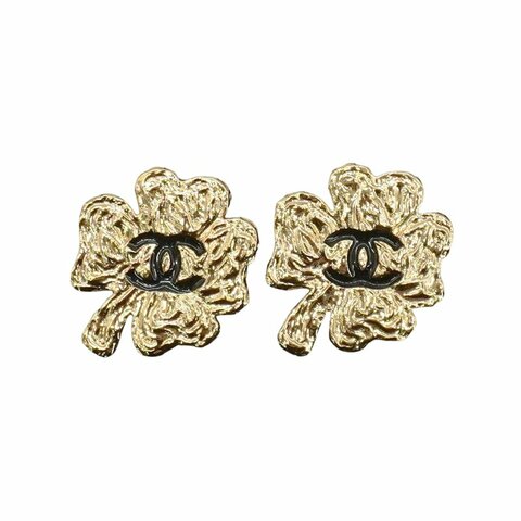 Chanel 幸運草雙C耳環(ABC949-金)