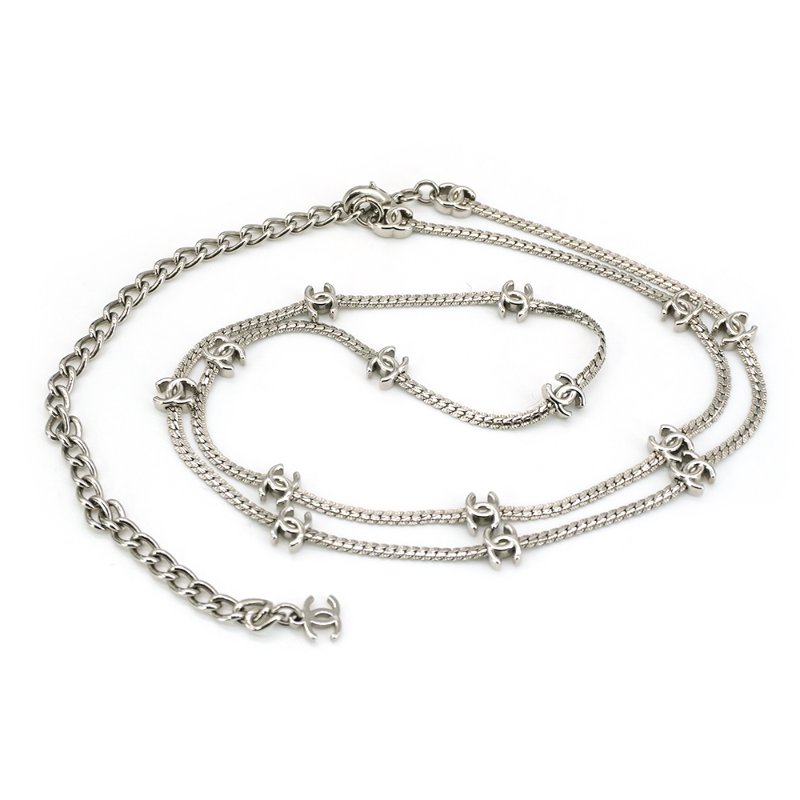 Chanel 24B 16花蛇骨鍊頸鏈(銀)-1