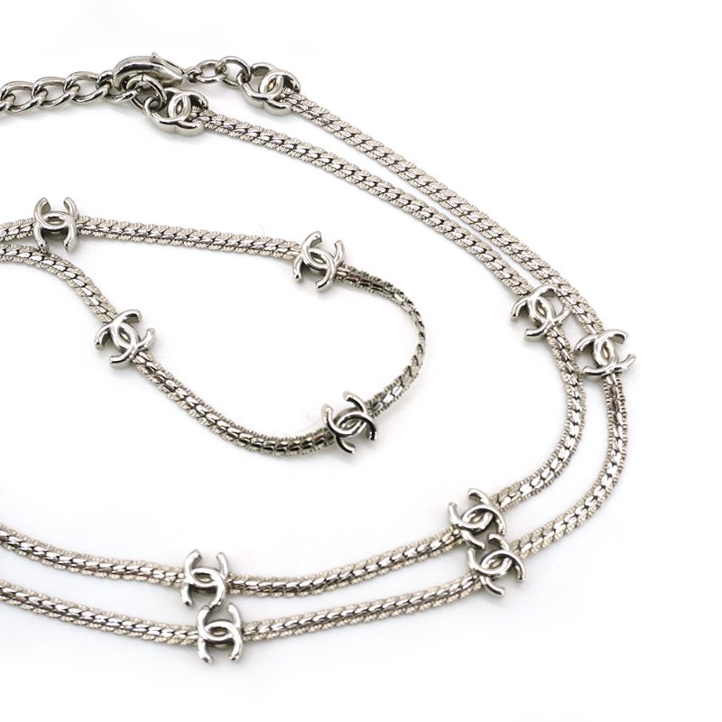 Chanel 24B 16花蛇骨鍊頸鏈(銀)-2