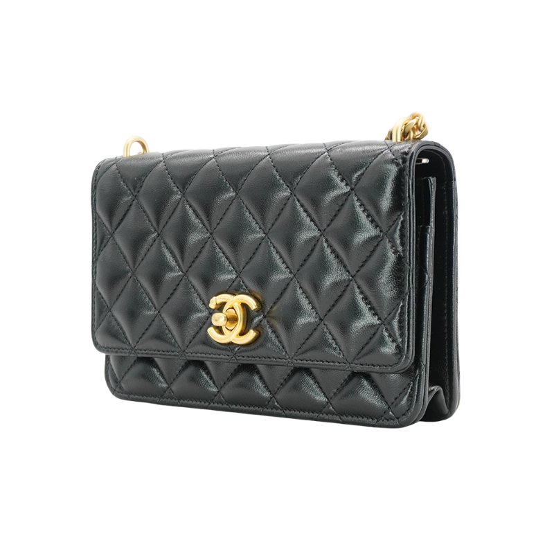 Chanel 菱格羊皮愛心調節金釦斜背包WOC(AP3201-黑)-1