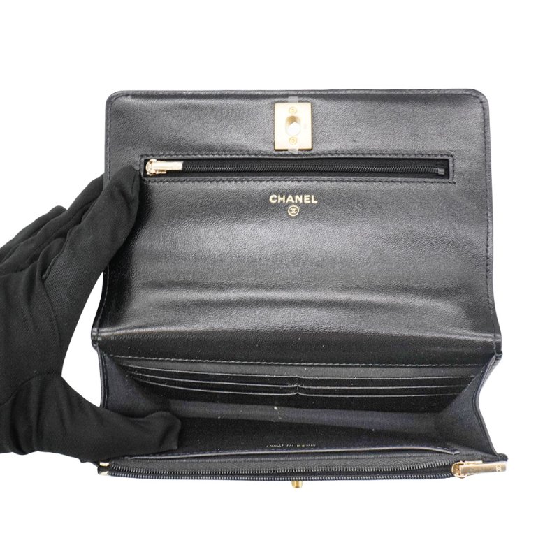 Chanel 菱格羊皮愛心調節金釦斜背包WOC(AP3201-黑)-4