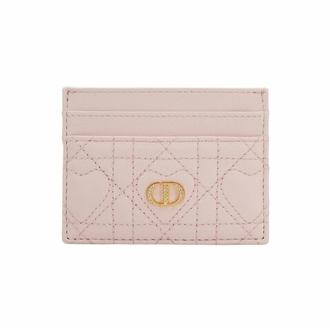 Dior 展示品 羊皮水鑽logo愛心車縫造型卡片包(粉)