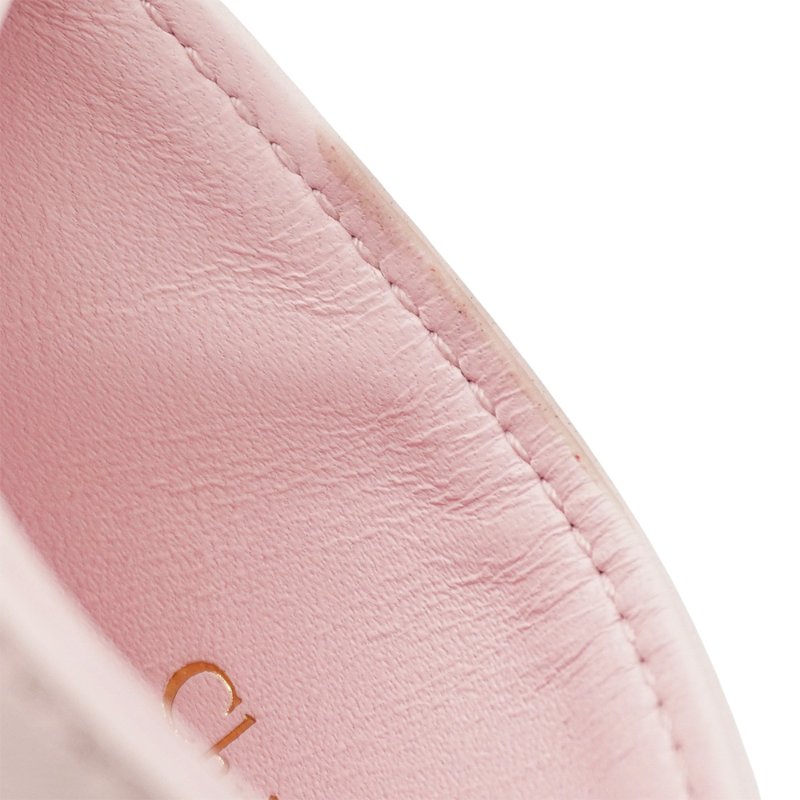 Dior 展示品 羊皮水鑽logo愛心車縫造型卡片包(粉)-6