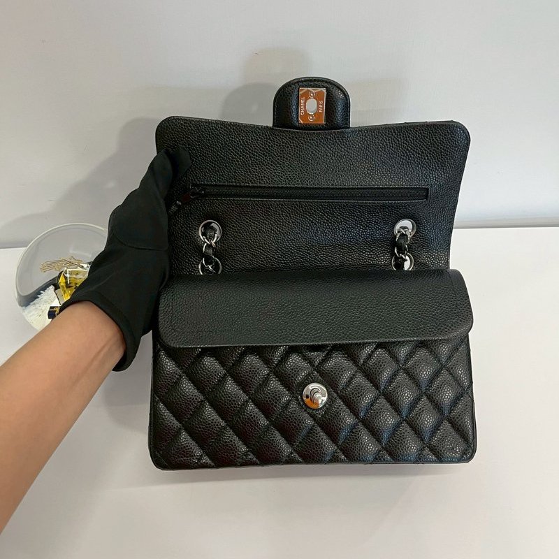 Chanel CF23 黑銀荔枝牛  99新 全配台灣購證-7