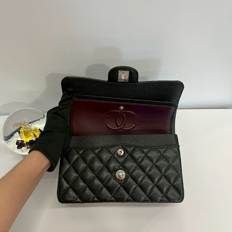 Chanel CF23 黑銀荔枝牛  99新 全配台灣購證-8