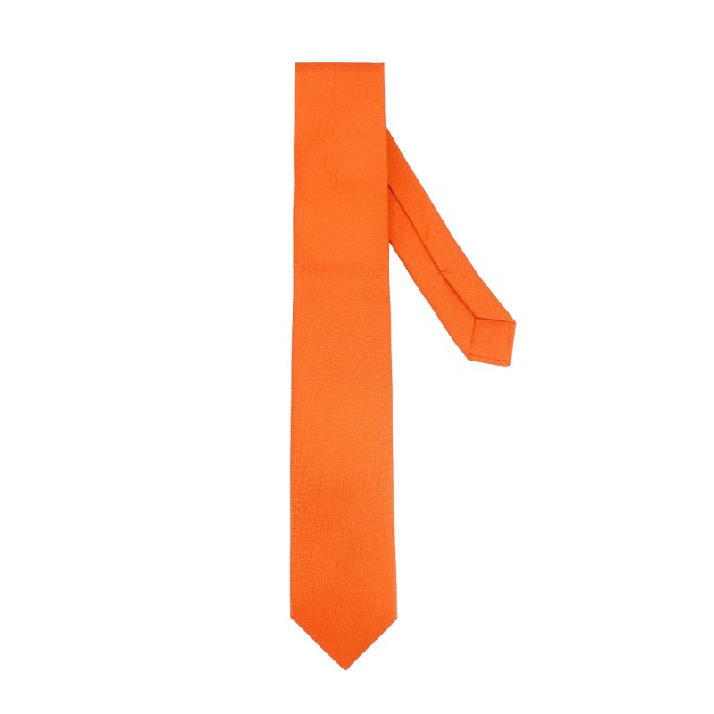 Hermes Faconnee H 斜紋真絲領帶(橘)-0