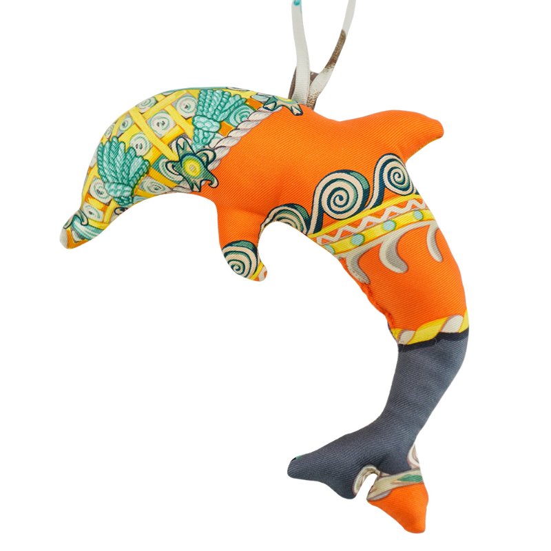 Hermes 絲質海豚吊飾(橘/黃)-1