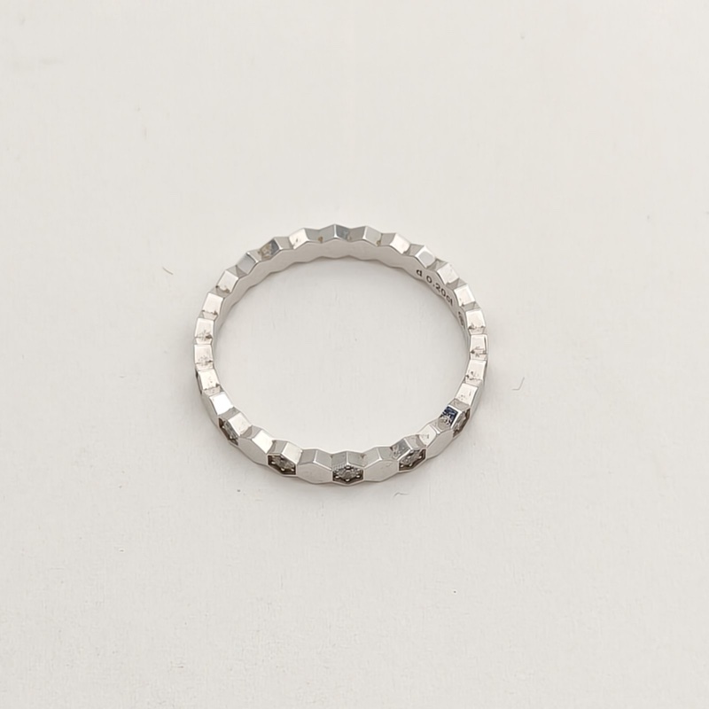CHAUMET BeeMyLove愛巢蜂巢戒指2.5mm14鑽18K白金/鑽石52-3