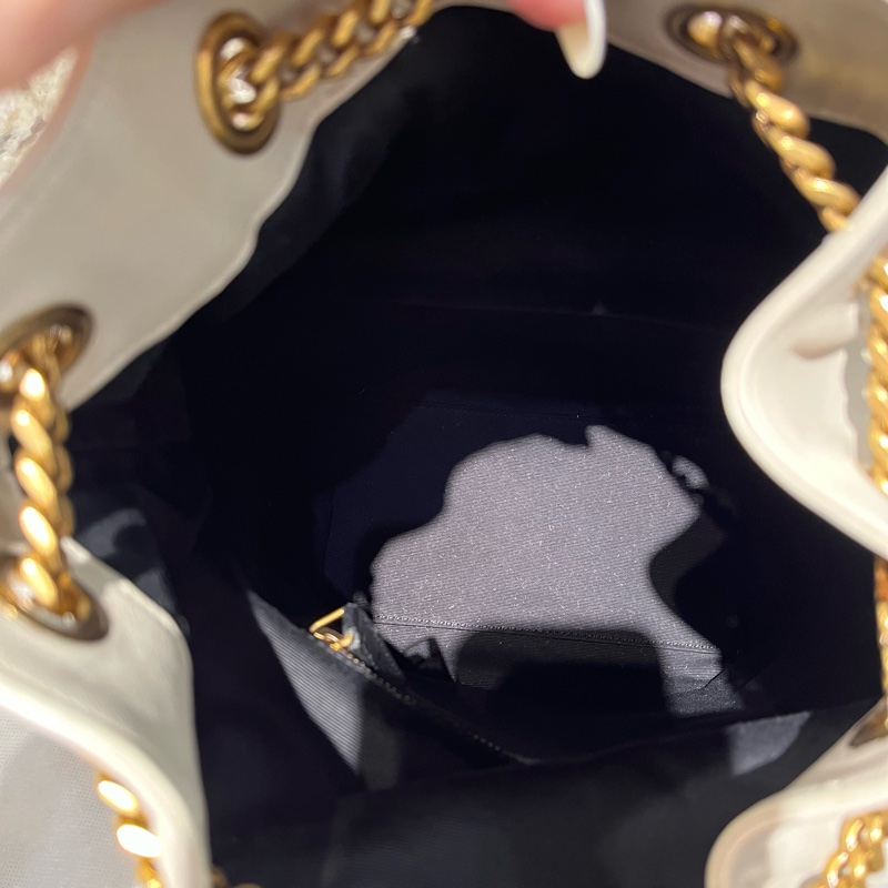 YSL-Saint Laurent灰白色羊皮Y型金鏈後背包-7
