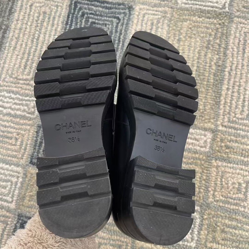 Chanel 香奈兒 黑色 大logo 厚底 樂福鞋  38.5碼-6