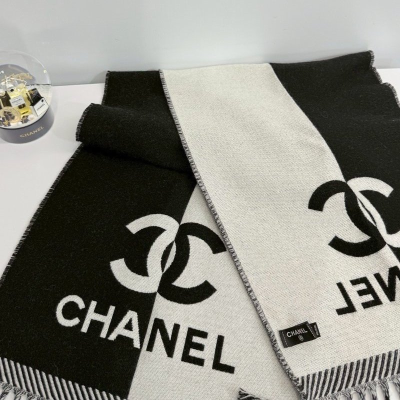 Chanel 黑白拼色圍巾-0