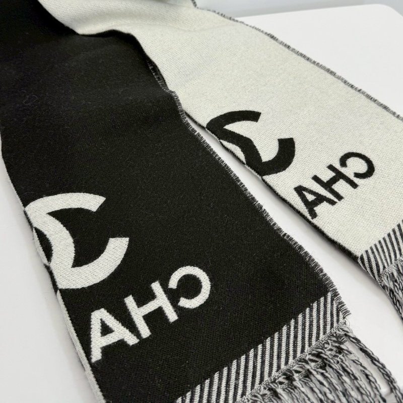 Chanel 黑白拼色圍巾-2