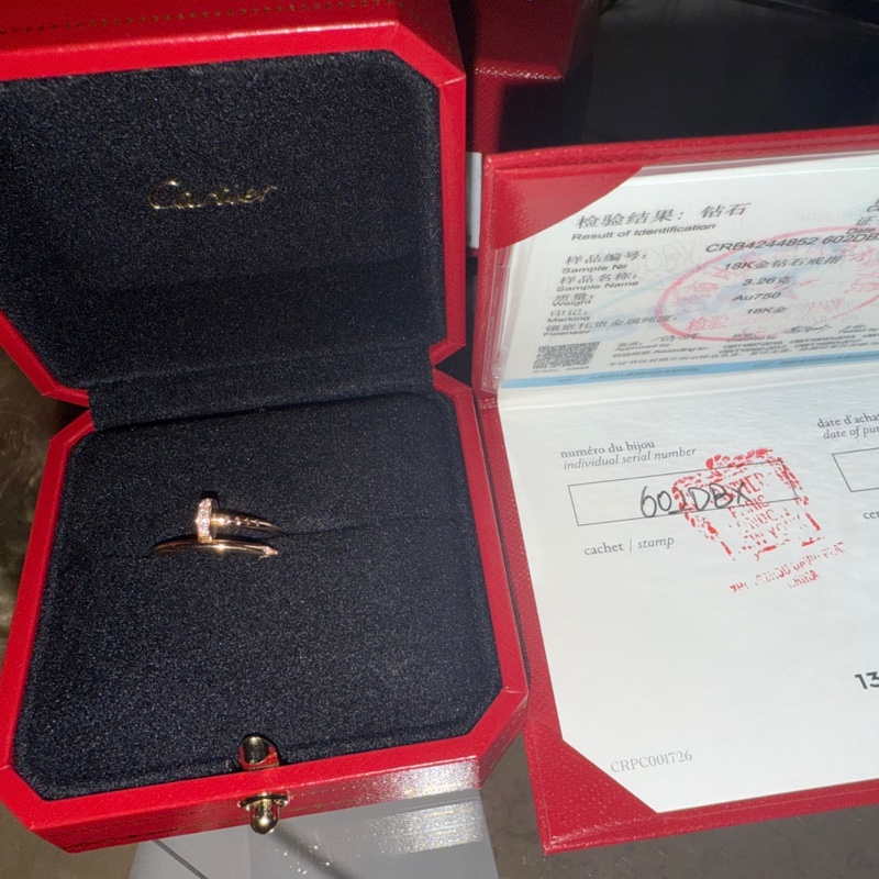 CARTIER JUSTEUNCLOU釘子戒指18K玫瑰金/鑽石52-4