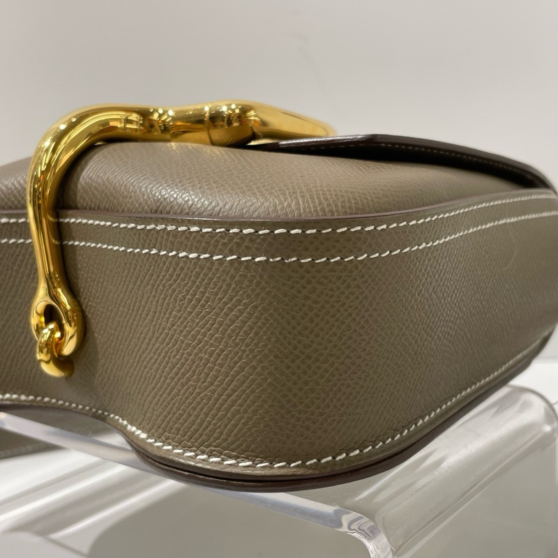 閒置Hermes愛馬仕Della18 大象灰色金扣 屁股包單肩斜挎包。-7