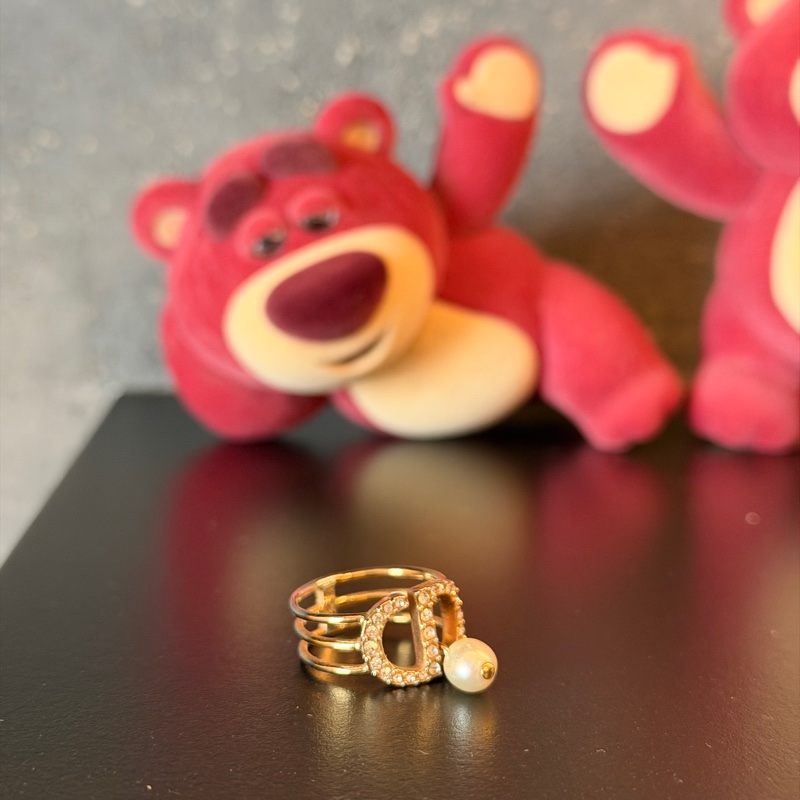 Dior珍珠戒指 三環迪奧戒指-3