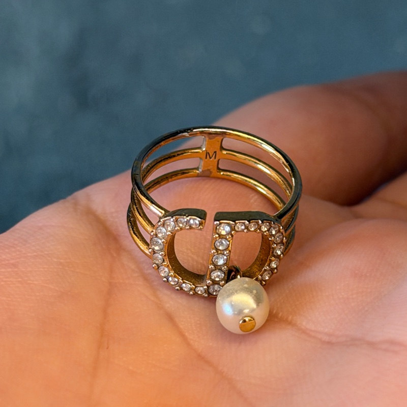 Dior珍珠戒指 三環迪奧戒指-6