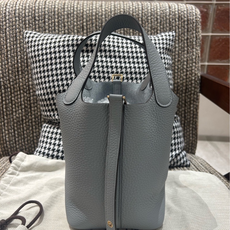 愛馬仕 Hermes 菜籃子 18 木偶灰 淡金扣 全新 全新-1