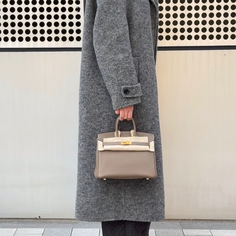 99新❤️Hermes愛馬仕Birkin25  大象灰 金扣-5