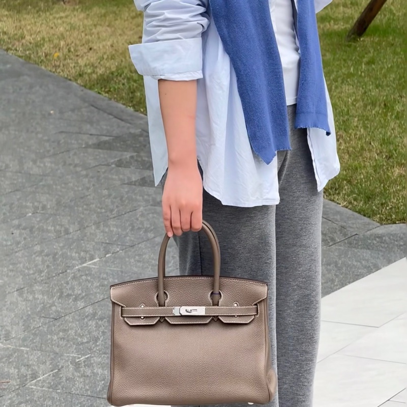99新❤️Hermes愛馬仕Birkin25  大象灰 金扣-6